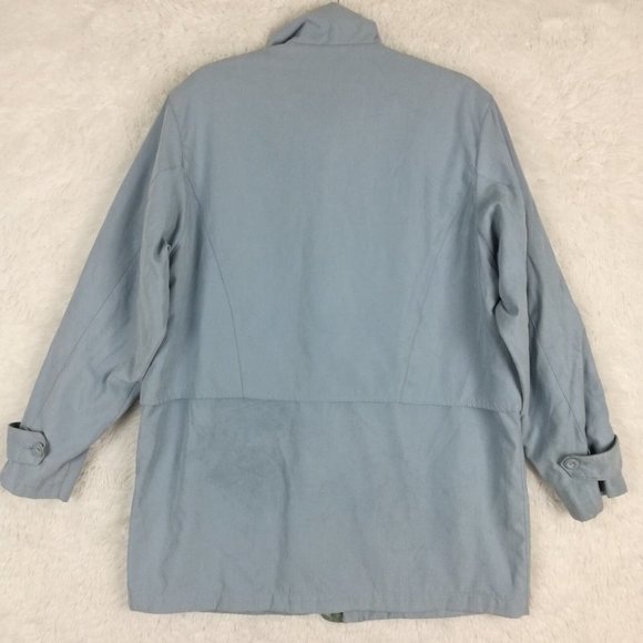 London‎ Fog Womens Coat  Lightweight Blue Zip Front Collared Pockets Long L - Picture 2 of 14